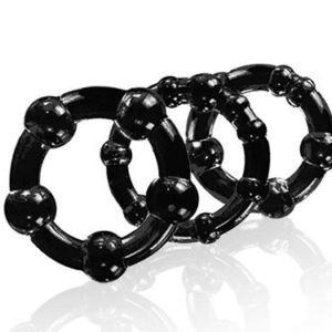 Textured Trio Black Cockring